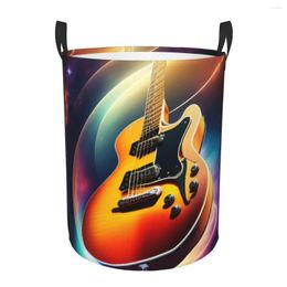 Laundry Bags Foldable Basket For Dirty Clothes Guitar With Colourful Swirly Storage Hamper Kids Baby Home Organiser