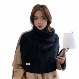 pcho Cloak Autumn and Winter New Split High Neck Shawl Wrapped with Women's Korean Versatile Knitted Cape Shawl r8TJ#