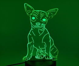 LED Night Light 3D Acrylic decor illusion Chihuahua Nightlight Children Kid pet dog table lamp weddingparty Gifts5105155