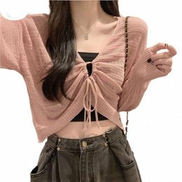 linxiqin Autumn Solid Colour Slim Cardigan Woman Sweet Ladies Hollow Out Cardigan Pink White Green Black Knitted Cardigan Women L25y#