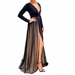 deep V Dot Mesh Maxi Party Black Dr 2024 Hot New 63jZ#