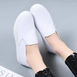 Casual Shoes Sapatilha Feminina Women Fashion White Canvas Flat Ladies Black Comfortable Spring Slip On Platform E5711