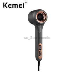 Hair Dryers Kemei High-Speed Hair Dryer 110000RPM Motor Fast Drying Blow Dryer 1500W Ionic Hair Dryer for Home and Travel Magnetic Nozzle 240329