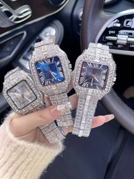 1: 1 Moissanite Watch Luxury Diamond Watch Erkekler İzleme Tasarımcısı Hassas Çelik Kılıf ve Strap Mineral Süper Ayna Yüzey Lüks Saat Izgaralı Saat 0212