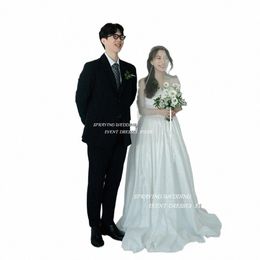 spraying Simple Korea Strapl A Line Wedding Dr Photo Shoot Taffeta Sleevel Floor Length Pleats Bridal Dres E2lT#
