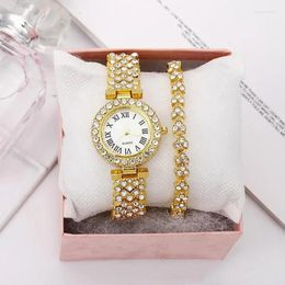 Wristwatches Luxury Women Diamond Watches Hip Hop Bracelet Ladies Watch Rose Gold Womens Wristwatch Shiny Crystal