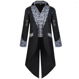 Men's Trench Coats Medieval Steampunk Jacket Vampire Devil Halloween Cosplay Costume Gothic Victorian Nobles Tuxedo Suit Black Coat