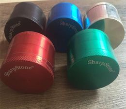 on 40 50 55 6375 mm Metal herb grinder Sharp Stone 4 parts herbal tobacco red green blue black SharpStone grinder DHL Fre2208987