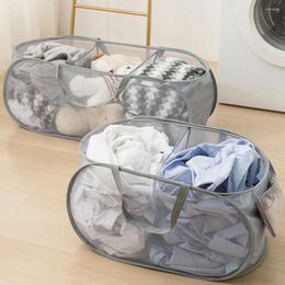 Laundry Bags 1/2/3 Grid Collapsible Hamper With Handle Easy Finishing Durable Organiser Box For Dorms Home