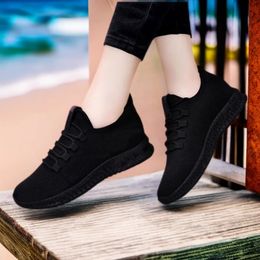 Womens Sports Shoes Black Casual Mesh Fabric Upper Breathable Hundred Sneakers Daily Lightweight Women 240323