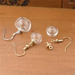 Dangle Earrings 2pairs Apple Shape Hollow Glass Ball Earring Wire Cap Set Vials DIY Jewellery Earings