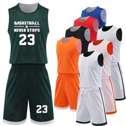 Personalized Custom Doublesided Men Women Basketball Jerseys Sets Youth Quick Dry Team Match Training Uniform Suit 240318