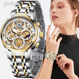 Wristwatches LIGE 2023 New Gold Women Watches Creative Steel Womens Bracelet Wrist Watches Ladies Fashion Waterproof Female Relogio Feminino 24329