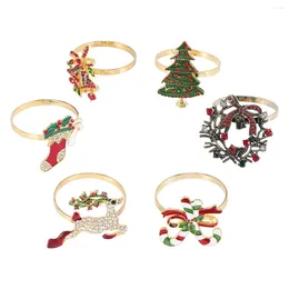 Baking Moulds 6Pcs Christmas Napkin Rings Xmas Holder Wreath For Holiday Party Dinner Table Decoration