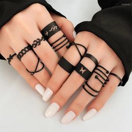 Cluster Rings Punk Flame Butterfly Black Color Jewelry Woman Fashion 2024 Geometric Finger For Women Girls Bijoux Femme