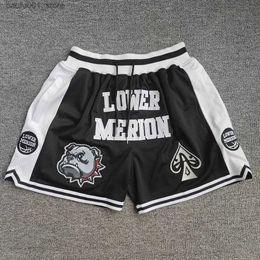 Men's Shorts Trillest Black Lower Merion High School Basketball Shorts Embroidered 33 Bryant Street Style Training Pants Q240329