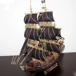 Pirate Ship Shape Black Pearl Paper Material Model For Military Fan Exquisite Gift Handmade DIY 240319