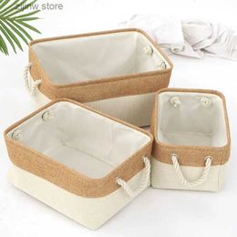 Other Home Storage Organization Foldable storage basket flat dirty clothes storage basket solid color tabletop cosmetic tissue box rope handle tissue box Y240329