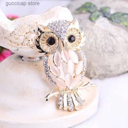 Pins Brooches 2023 New Fashion Inlaid Rhinestone Owl Brooches For Women Luxury Design Animal Brooch Pins Jewellery Gifts Party Wedding Y240329