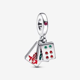 Wholesale Mahjong Triple Dangle Charm Pandoras 925 Sterling Silver Luxury Charm Set Bracelet Making charms Designer Necklace Pendant Original Box TOP quality