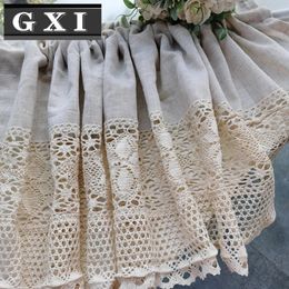 Retro Tassels Short Curtains For Kitchen Beige Cotton Linen Lace Half Tulle Curtain Wine Cabinet Door Christmas Decor 240322