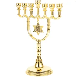 Candle Holders Seven Headed Candlestick Hanukkah Holder Jewish Dining Table Light House Decorations For Home Metal Holiday