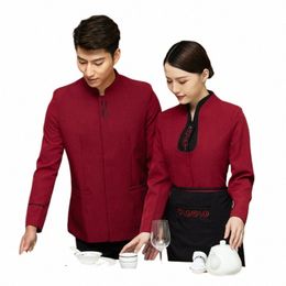 hotel Waiter Workwear Lg Sleeve Autumn and Winter Clothes Chinese Style Catering Hot Pot Restaurant Female Frt Desk Uniform 48Zo#
