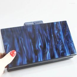 Evening Bags Acrylix Box Clutches Mirror Pearl Dark Blue Marble Lady Travel Shop Messenger Crossb FLap Purse Wallet Handbag