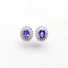 Stud Earrings Natural Real Tanzanite Luxury Earring 4 6mm 0.5ct 2pcs Gemstone 925 Sterling Silver Fine Jewellery For Men Or Women X219112