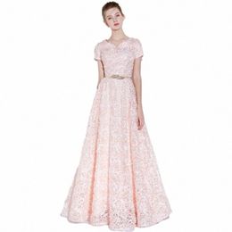 lanmu Banquet Elegant Evening Dr Simple Pink Lace Floor-length Formal Dres With Belt Custom Party Gown Robe De Soiree x4mO#