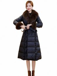Winter Damen Cott gepolsterte Jacke 2023 High-End-Design großer Pelzkragen Fi mittlere Länge Cott Jacke warme weibliche Mantel U0in #