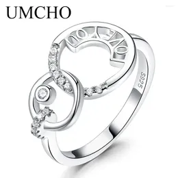 Cluster Rings UMCHO 925 Sterling Silver LOVE YOU Letter Jewelry For Lover Anniversary Gift Fine
