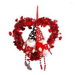 Decorative Flowers Valentines Day Wreath For Front Door Artificial Heart Valentine's Garland Decoration Home Easy Instal