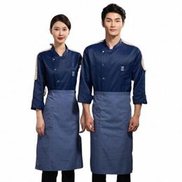 chef Overalls Lg Sleeve Autumn and Winter Hotel Restaurant Ding Room Kitchen Work Clothes Baking Pastry Shop Chef Uniform Lg k1Rd#