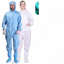 workshop Overalls Jumpsuit Wable Work Factory Clothes Size Anti-static Protecti Plus Dust-free Female Hooded Male 58WG#