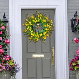 Decorative Flowers Daisy Flower Wreath Durable Summer Simple Front Door Spring Artificial For Farmhouse Festival Holiday Indoor Decor