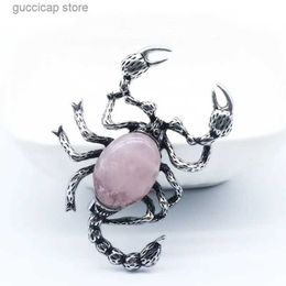 Pins Brooches Fashion and Chic Crystal Shell Scorpion Inlaid with Gemstone Alloy PendantPin Necklace Dual Purpose Clothing Combination Y240329