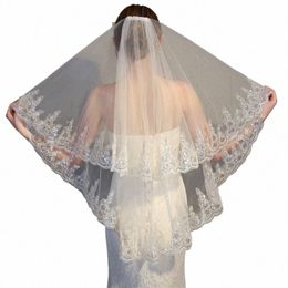 veil Double Layer Comb Sequins Lace For Wedding Shoulder Length Veil Lace Bride White Petticoat Bride Wedding Accories e2Nf#