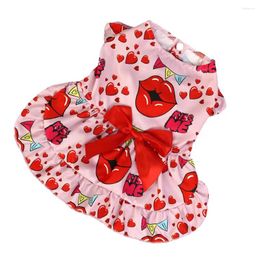 Dog Apparel Charming Pet Dress Cute Bow Decoration For Cats Dogs Comfortable Cartoon Print Princess Puppy