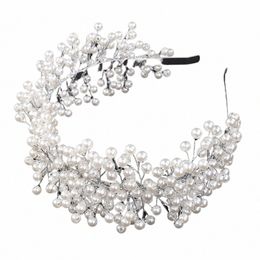 sier Pearls Hair band Handmade Hair Accories Bridal Crown Tiaras Wedding Headband for party Hair Jewellery Diadem z6rg#