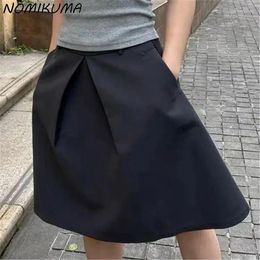 Skirts Nomikuma Fashion Y2k Skirt High Waist Gothic 2024 Summer Bottoms Korean Causal A-line Goth Mujer Faldas