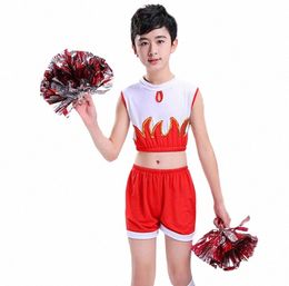 boy Cheerleaders Suit For Boys School Cheer Team Uniforms Kids Performance Competiti Costume Sets Girls Boy Cheerleading Suits O0MC#