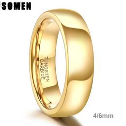 Wedding Rings Somen Gold Color Tungsten Ring Couple for Men Women Classic Wedding/Engagement Band 4/6mm Special Valentines Day gift for lover 24329