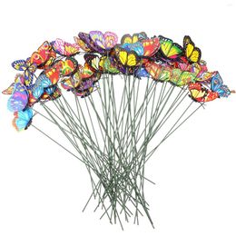 Garden Decorations 50 Pcs Indoor Plants Artificial Butterfly Cuttings Flower Bed Butterflies Stake Simulation Colorful Decoration