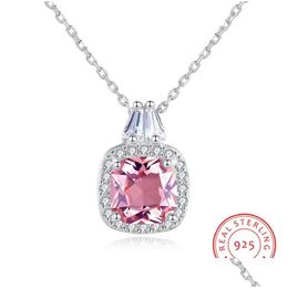 Pendant Necklaces Link Chain 925 Sterling Square For Women Gifts Fine Jewellery Morganite Gemstone Collares Drop Delivery Pendants Dhobw