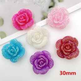 Miniatures Mixed Imitation Crystal Flower Flatback Planar Resin Cabochons, DIY Crafts Embellishments, AB Double Colors, 30mm, RC014, 20Pcs