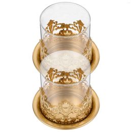 Candle Holders 2 Pcs Candlestick Indoor Desktop Adornment Iron Jar Container Taper Ornaments Cup Holder Creative Glass Containers