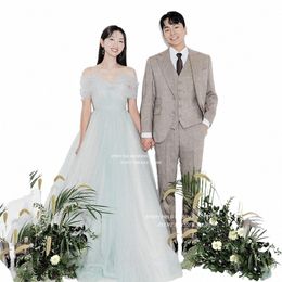 spraying Korea Elegant Mermaid Wedding Dr Strapl Sleevel Soft Satin Bridal Gown With Remove Shawl Custom Made x4hq#