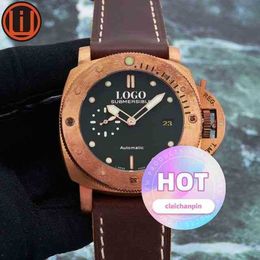 Relógio de designer relógios de luxo para homens relógio de pulso mecânico movimento 47mm bronze pam designerpaner relógio liu pqn5