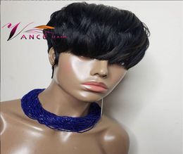 vancehair full Machine wig 150 density Short Human Hair Pixie Cut Layered Wigs Brazilian remy hair for women7909497